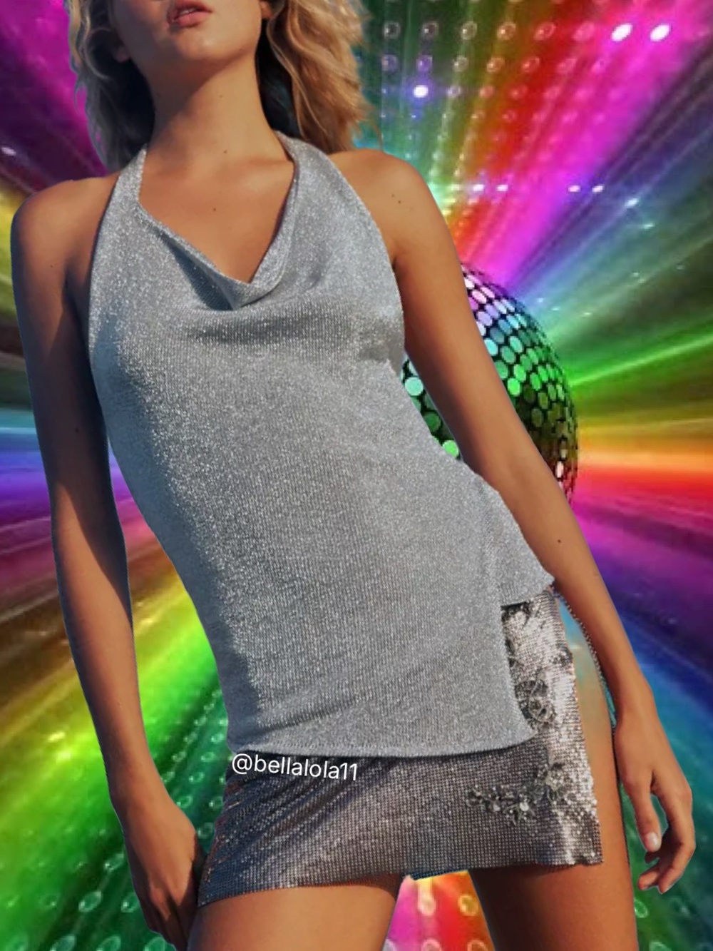NEW ZARA SILVER THREAD KNIT HALTER TOP